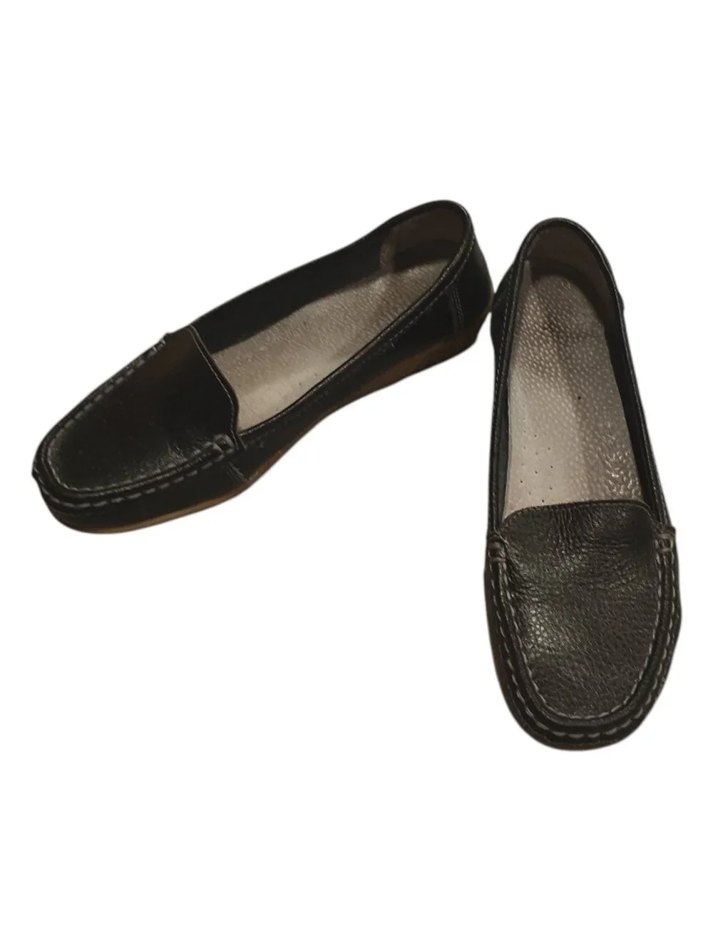 Black With Tan/Beige Sole Slip On Slides Mules Loafers Wedges Shoes Size 7/38